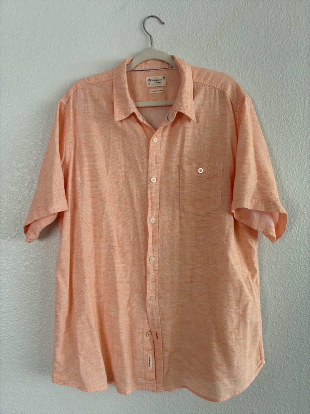 Lightweight Peach Short-Sleeve Button-Down Shirt